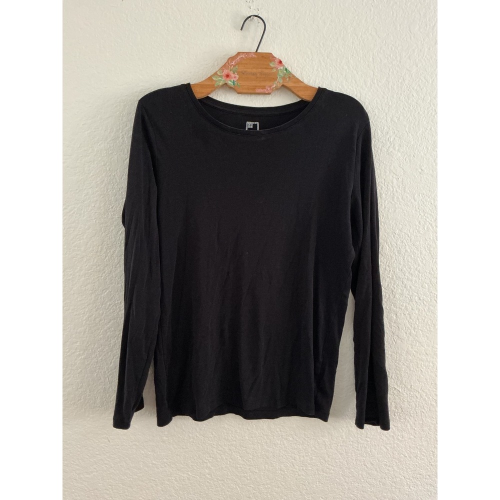 JCP Long Sleeve Tee Size XL Black Crewneck Solid Casual Knit Top